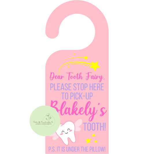 Tooth Fairy Door Hanger, Personalized Door Hanging Sign, Tooth Fairy Gift