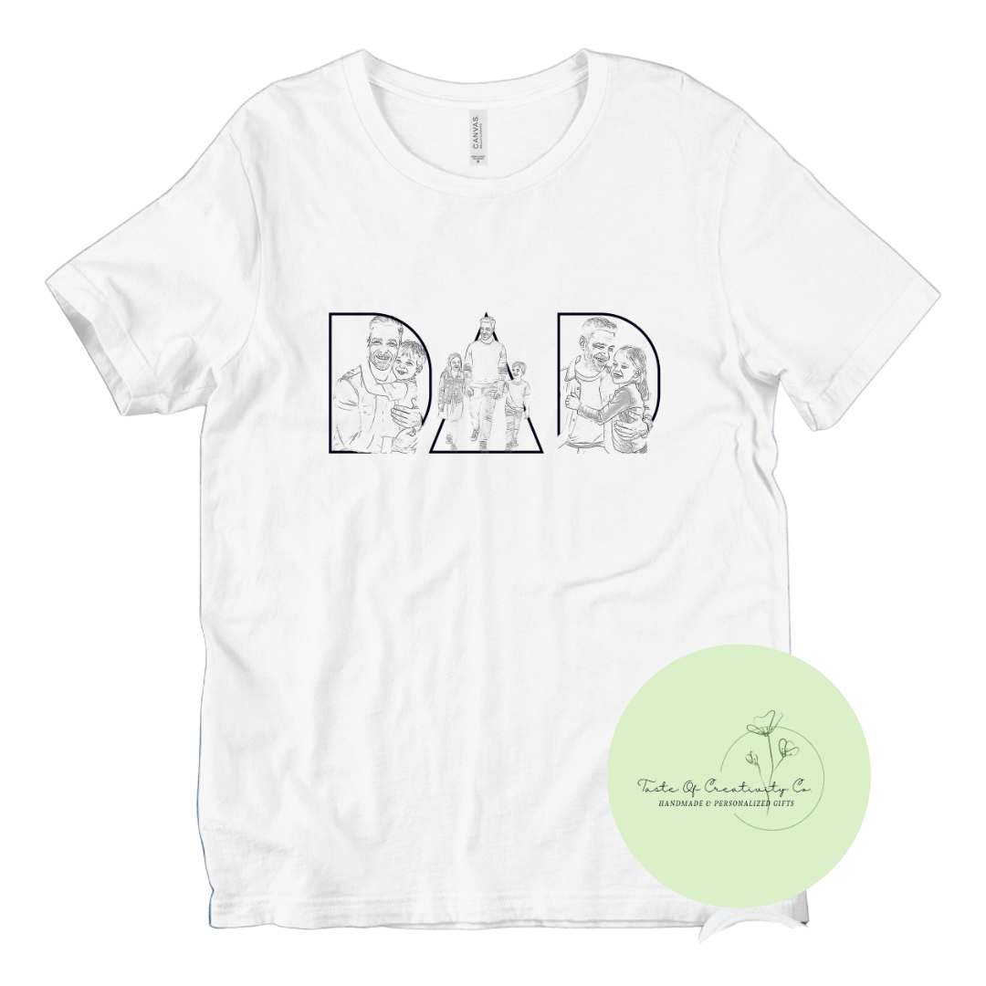 "DAD" with Custom Photos T-Shirt, Apparel for Dad,  Father's Day Gift, Gift for Him