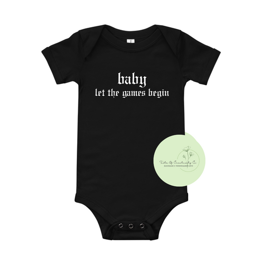 "Baby Let The Games Begin" Onesie™, Cute Baby Apparel, Apparel for Baby, Infant Bodysuit, Gift for Swiftie, Lyric Apparel, Reputation TV