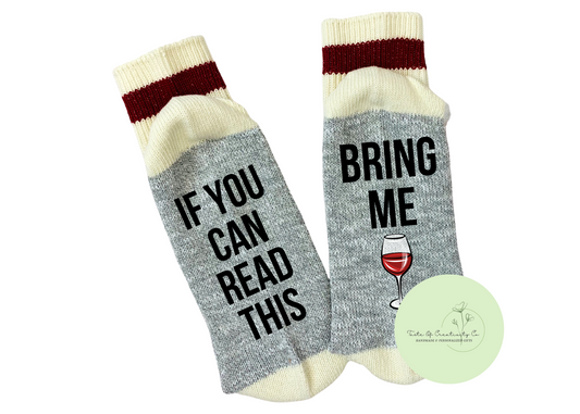 Bring Me Wine Chatting Socks, Novelty Socks, Gift for Wine Lover