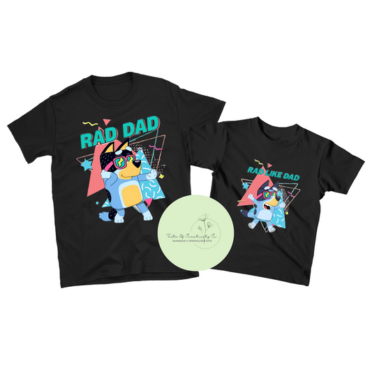 Rad Dad Bluey Cartoon T-Shirt, Funny Gift for Dad, Father's Day Gift