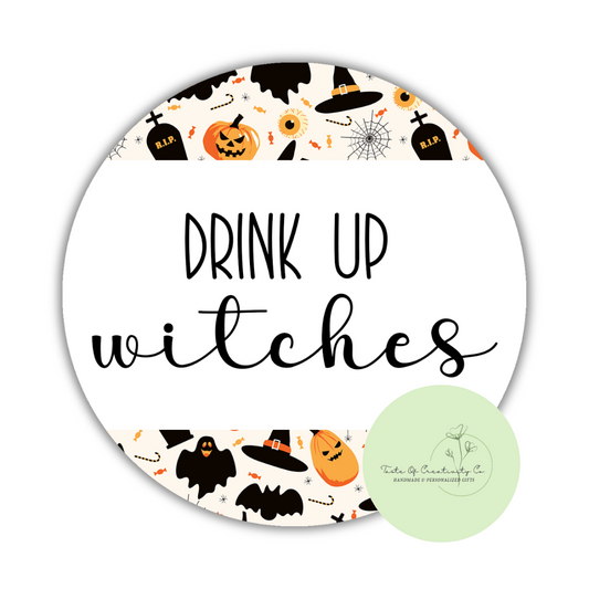 Drink Up Witches Round Coaster, Halloween Drinkware, Fall 2023 Collection