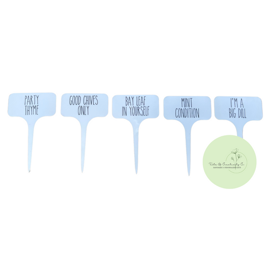 Herb Pun Plant Stakes, 5 Pack, Rae Dunn Inspired, Gardening Accessories