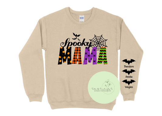 "Spooky Mama" Crewneck Sweater, Halloween Apparel, Halloween Sweater