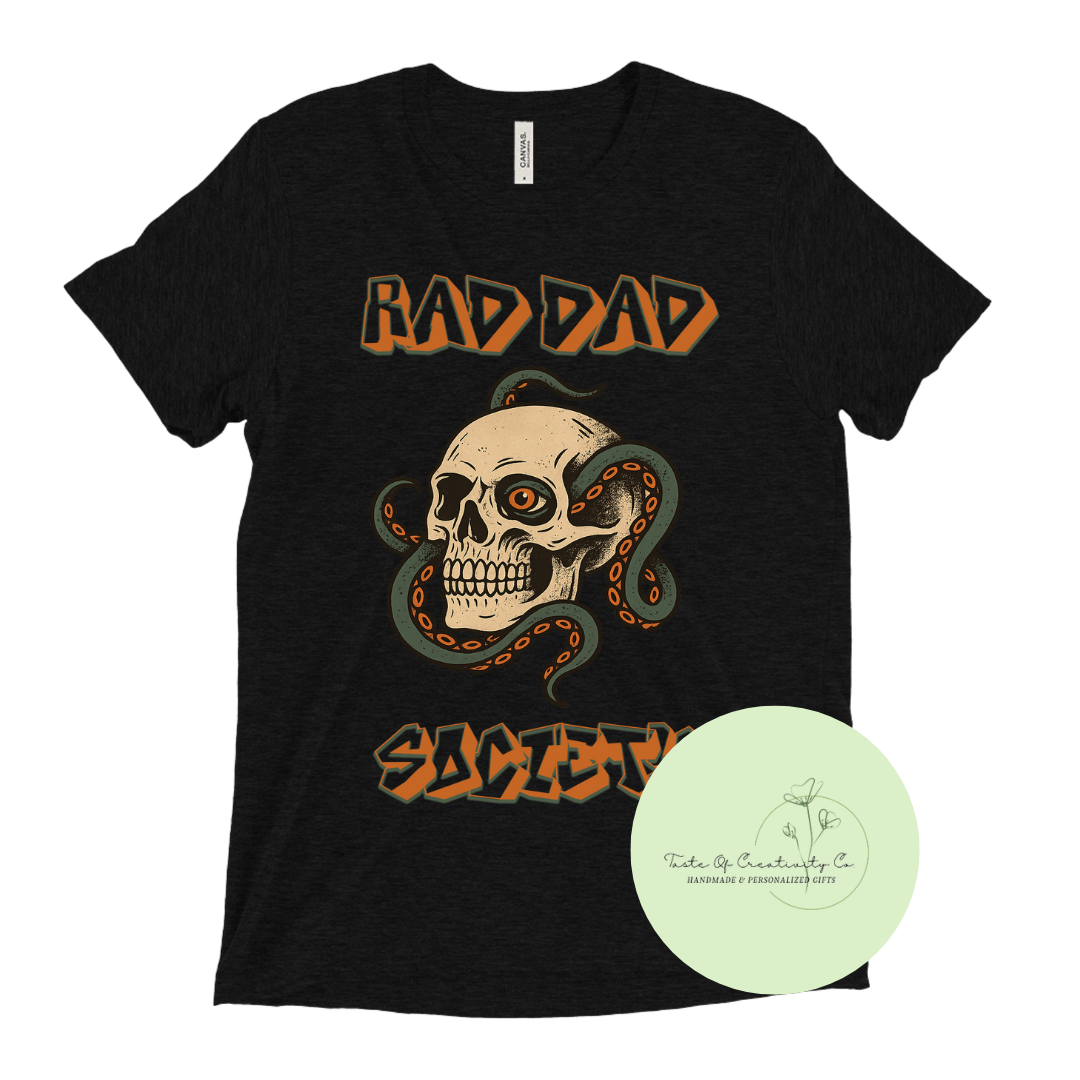 Rad Dad Society Kraken Skull T-Shirt, Fatherhood Runs Deep, Gift for Dad, Father's Day Gift