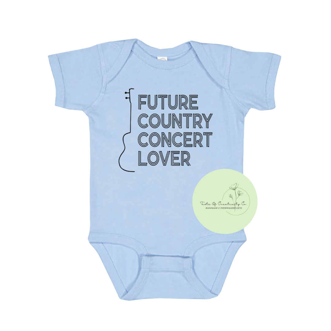 "Future Country Concert Lover" Onesie™, Cute Baby Apparel, Apparel for Baby, Infant Bodysuit, Disco Cowgirl Collection, Country Concert Apparel