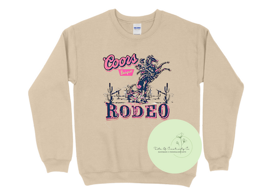 "Coors Banquet Rodeo" Pink Logo Crewneck Sweater, Beer Crewneck, Country Music Apparel