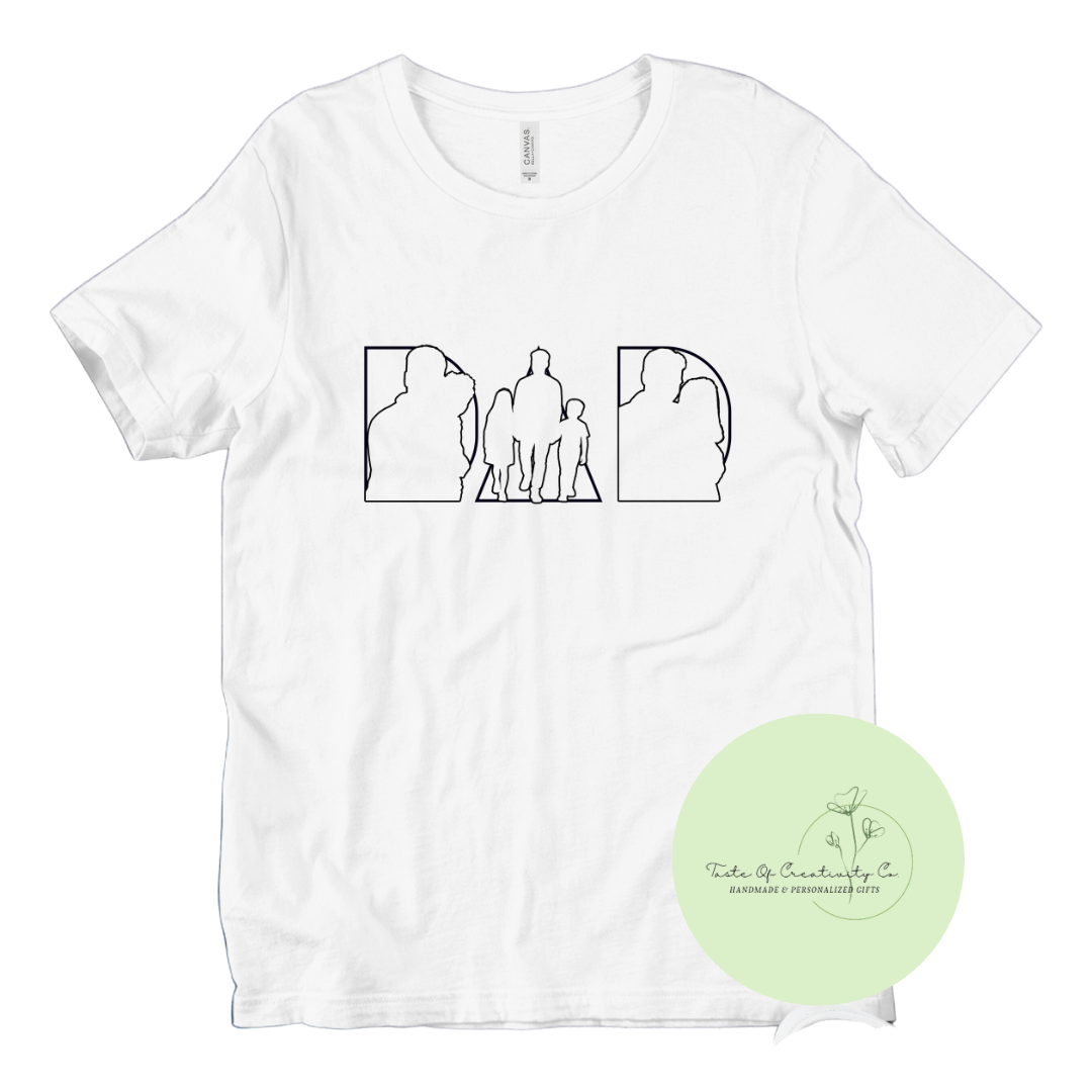 "DAD" with Custom Photos T-Shirt, Apparel for Dad,  Father's Day Gift, Gift for Him