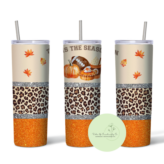 "Tis The Season" 20oz. Sublimated Tumbler, Dishwasher Safe, Fall Drinkware, Football Season Gift