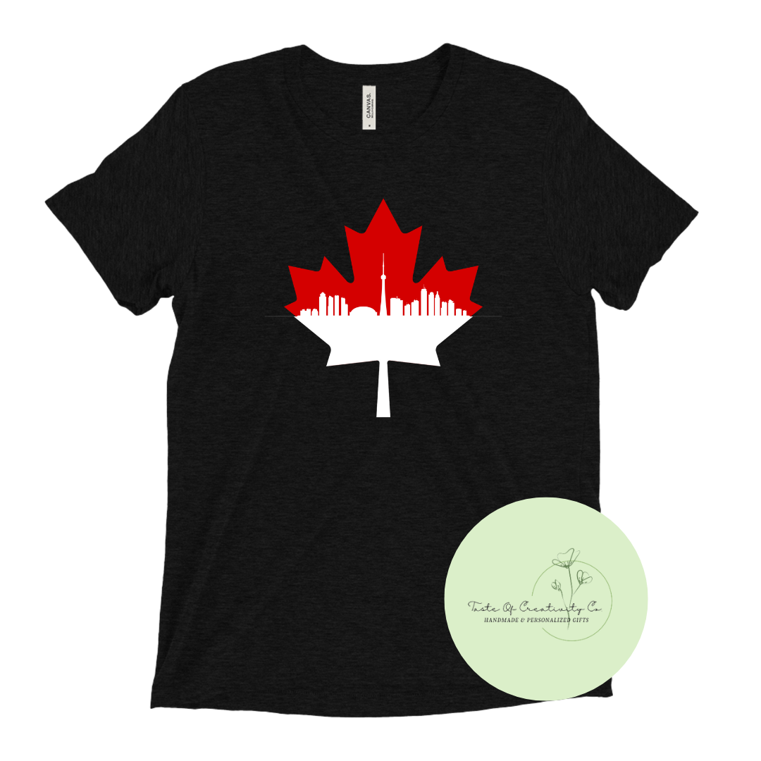 Maple Leaf Toronto Skyline T-Shirt, Canada Day Apparel, Canada Gift (10% of Proceeds Donated to Heart and Stroke Foundation Canada)