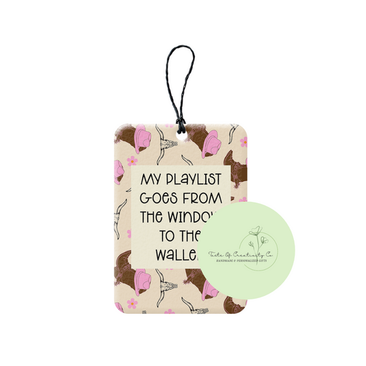 "My Playlist Goes From The Window To The Wallen" Rearview Freshener, Car Air Freshener, Rearview Mirror Hanger, Car Accessory