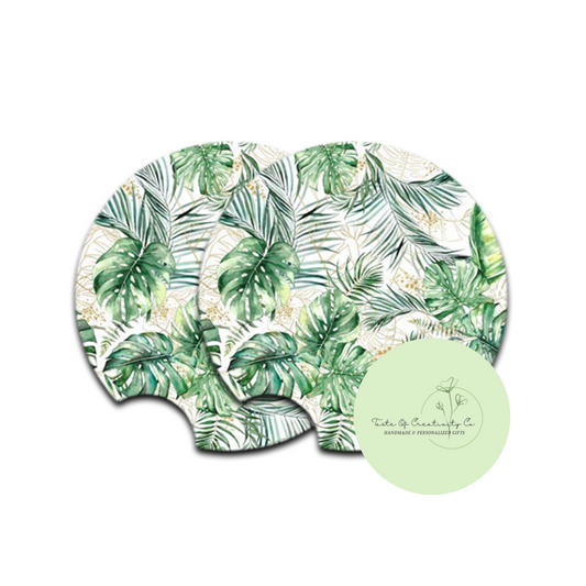 Tropical Floral Car Coaster Set, Car Accessory, Gift for Her