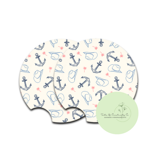Signature Coastal Cowgirl Car Coaster Set, Car Accessory, Gift for Her, Coastal Cowgirl Collection, Disco Cowgirl Collection