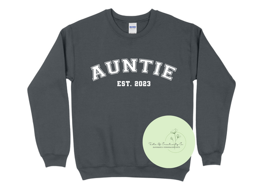 Auntie Established Crewneck Sweater, Apparel for Aunt, Gift for Aunty