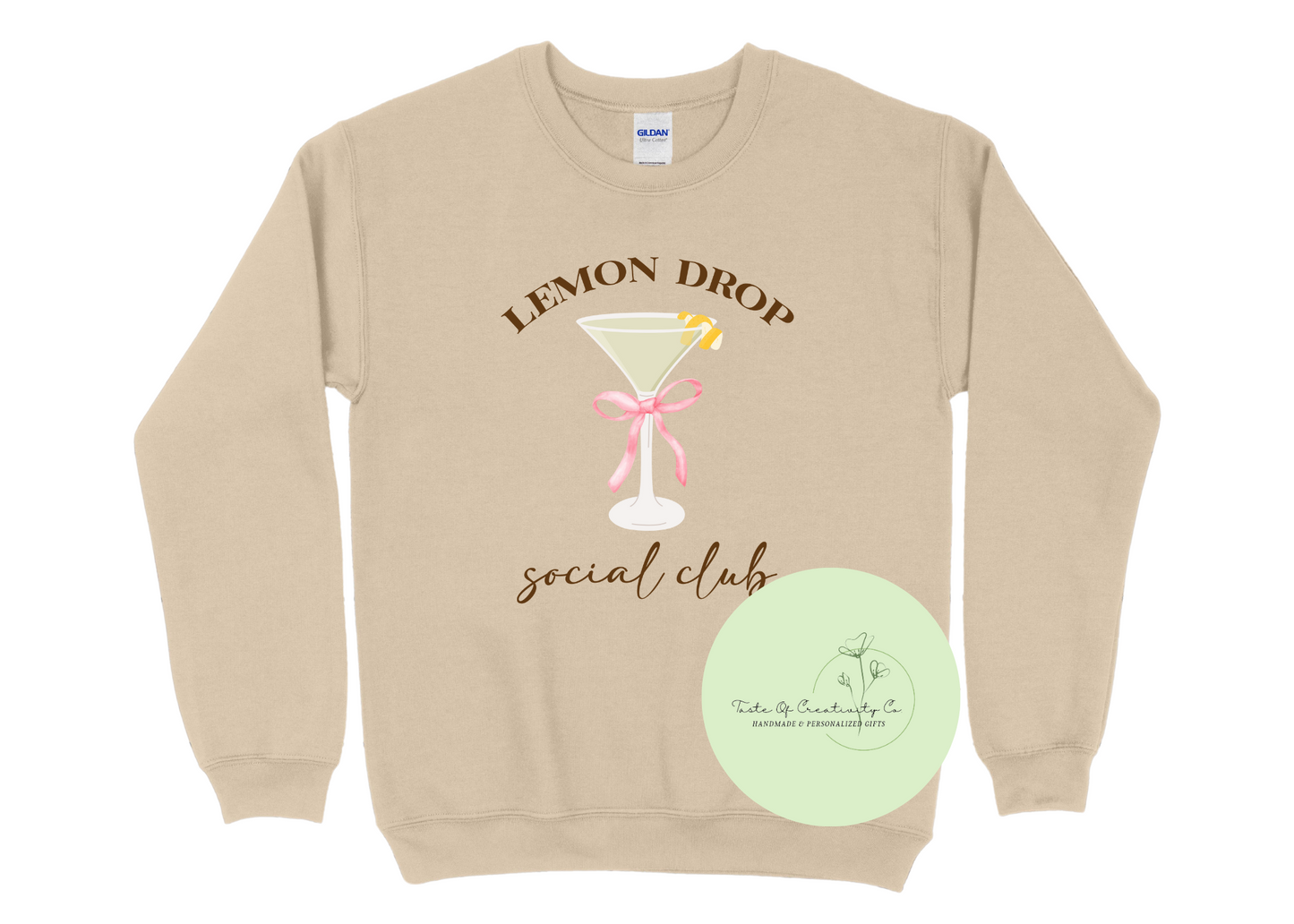 "Lemon Drop Social Club" Crewneck Sweater, Summer Collection, Campfire Sweater