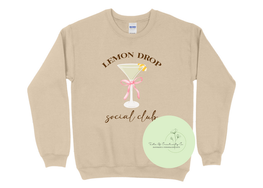 "Lemon Drop Social Club" Crewneck Sweater, Summer Collection, Campfire Sweater