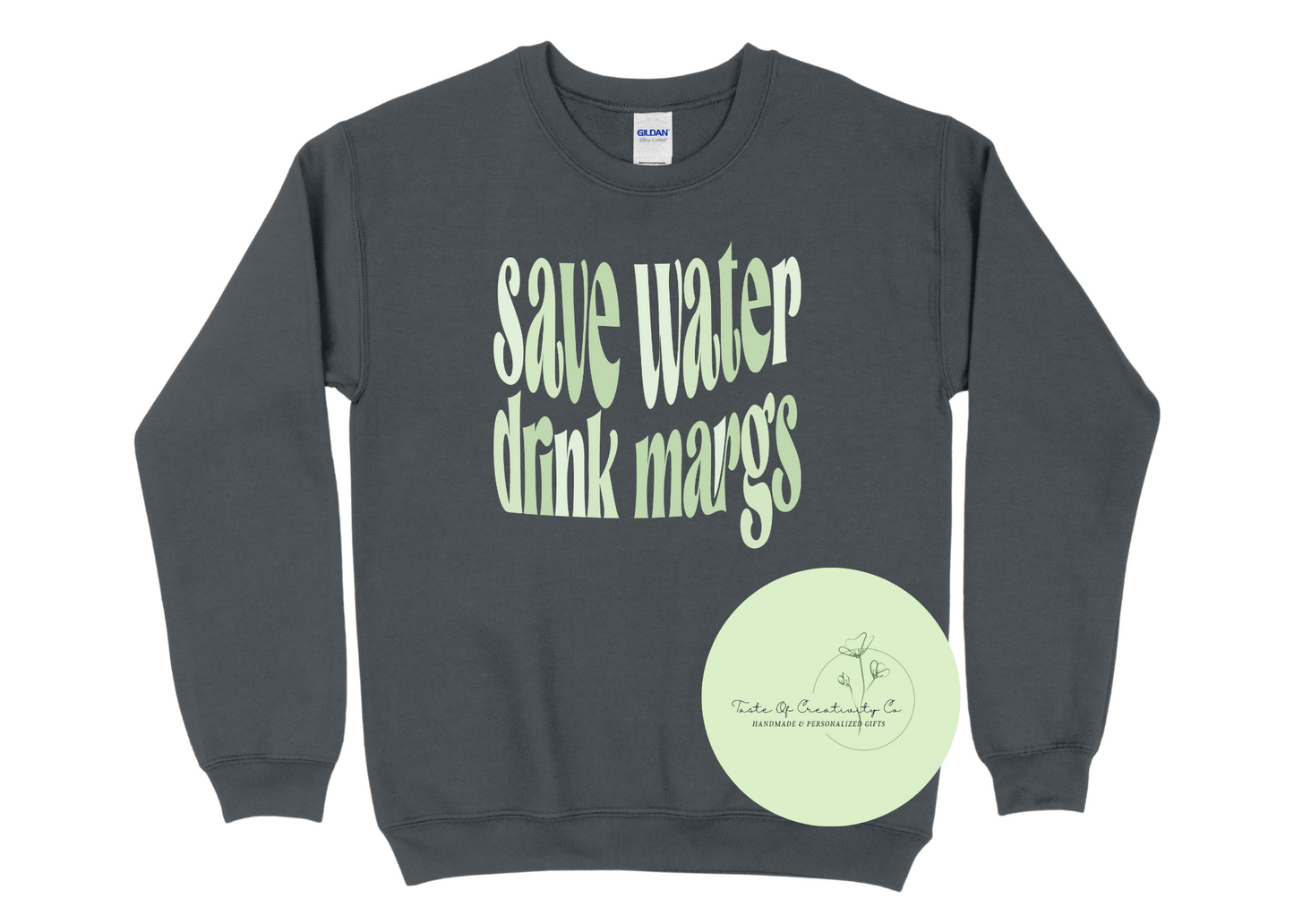 "Save Water, Drink Margs" Crewneck Sweater, CAMP COTTAGE Collection, Campfire Sweater
