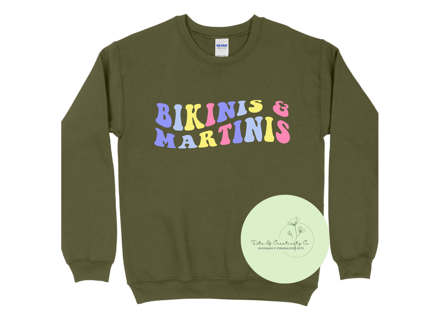 "Bikinis and Martinis" Crewneck Sweater, CAMP COTTAGE Collection, Campfire Sweater