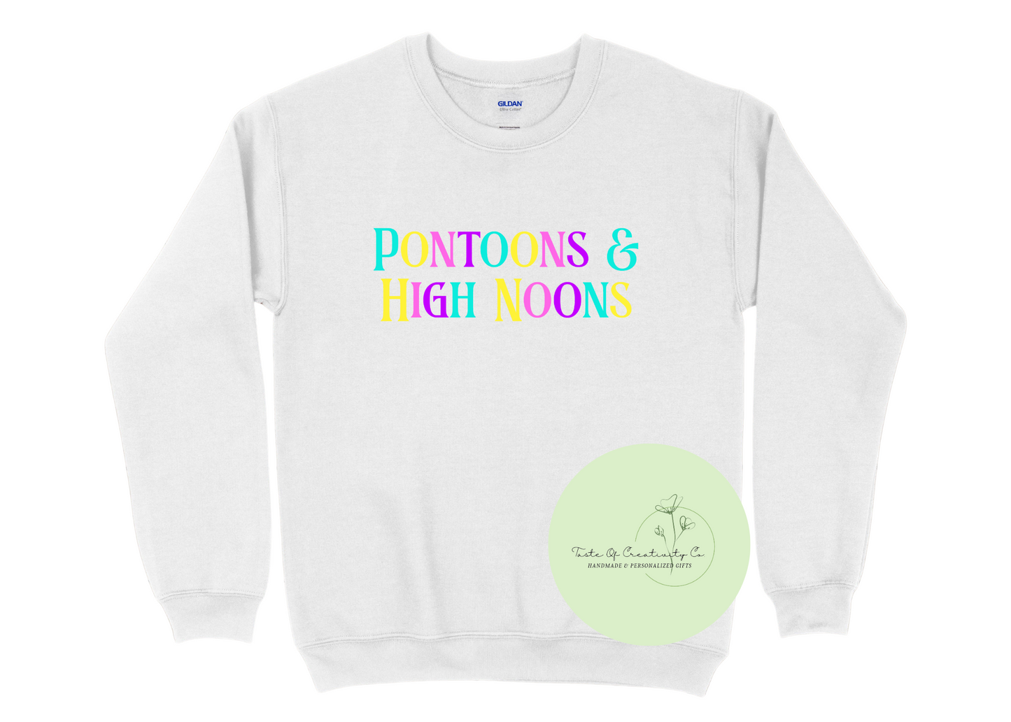 "Pontoons and High Noons" Crewneck Sweater, CAMP COTTAGE Collection, Campfire Sweater