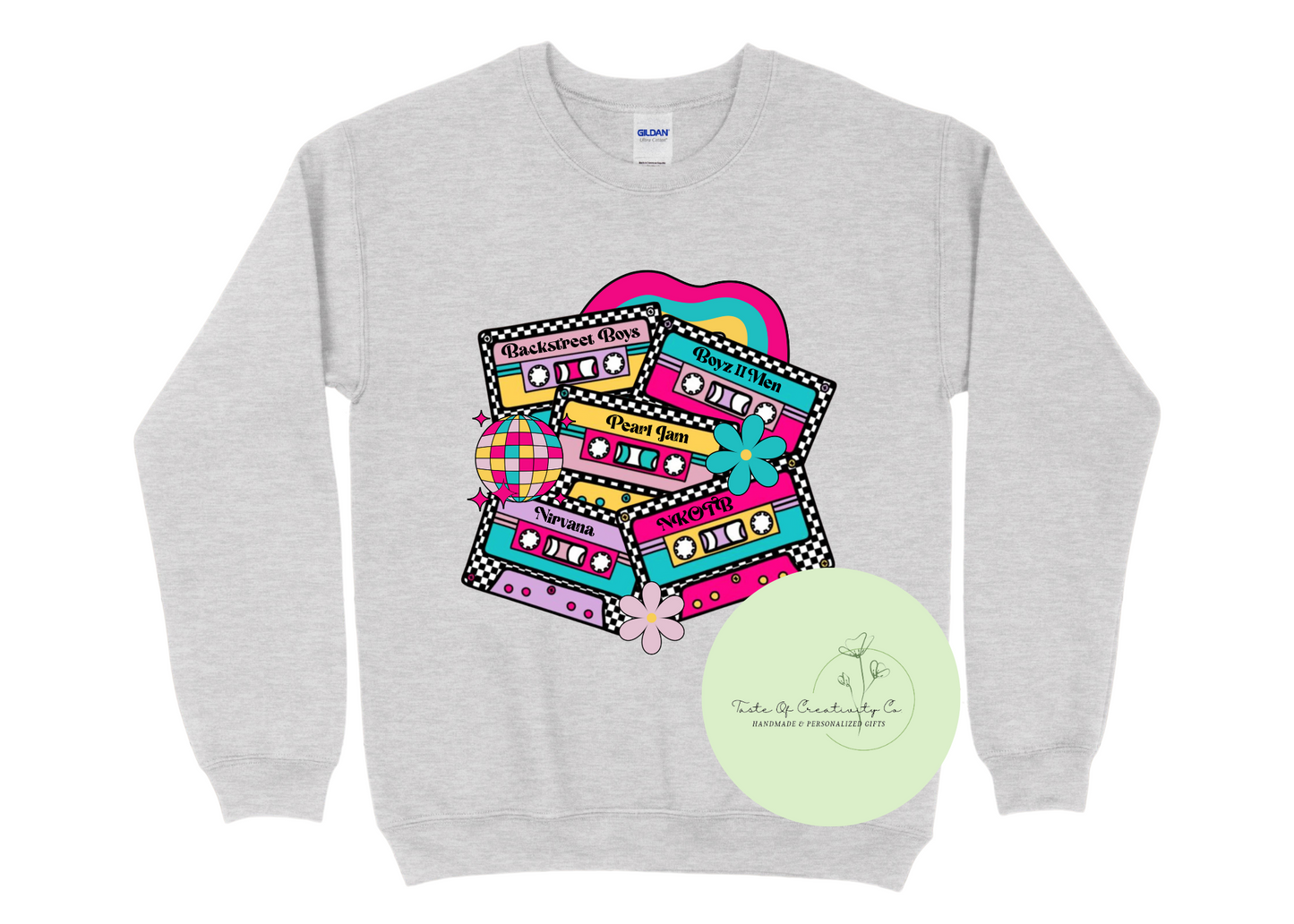 90s Band Cassettes Sweater, Retro Sweatshirt, Retro Aesthetic, Cassettes Aesthetic, 90s Apparel