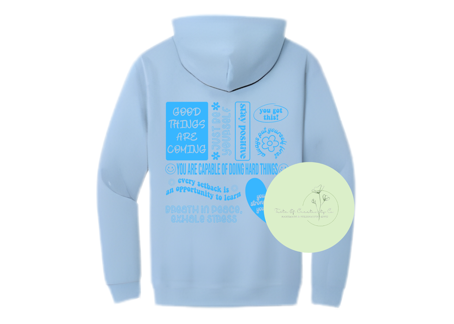 Positive Affirmations Aesthetic Hooded Sweater, Mental Health Apparel, Let's Talk About It Collection