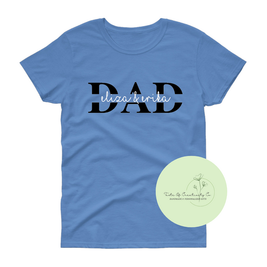 Personalized Split Name T-Shirt, Personalized Gift for Dad, Father's Day Gift