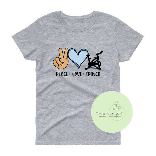 "Peace. Love. SPINCO." T-Shirt, Spin Class Apparel, SPINCO Waterloo Fundraiser *20% of Proceeds Donated to SPINCO Waterloo*