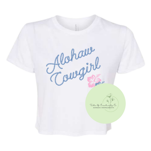 "Alohaw Cowgirl" Crop T-Shirt, Western T-Shirt, Country Apparel, Coastal Cowgirl Collection, Disco Cowgirl Collection