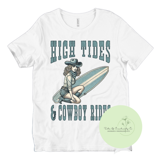 "High Tides & Cowboy Rides" T-Shirt, Western T-Shirt, Country Apparel, Coastal Cowgirl Collection, Disco Cowgirl Collection
