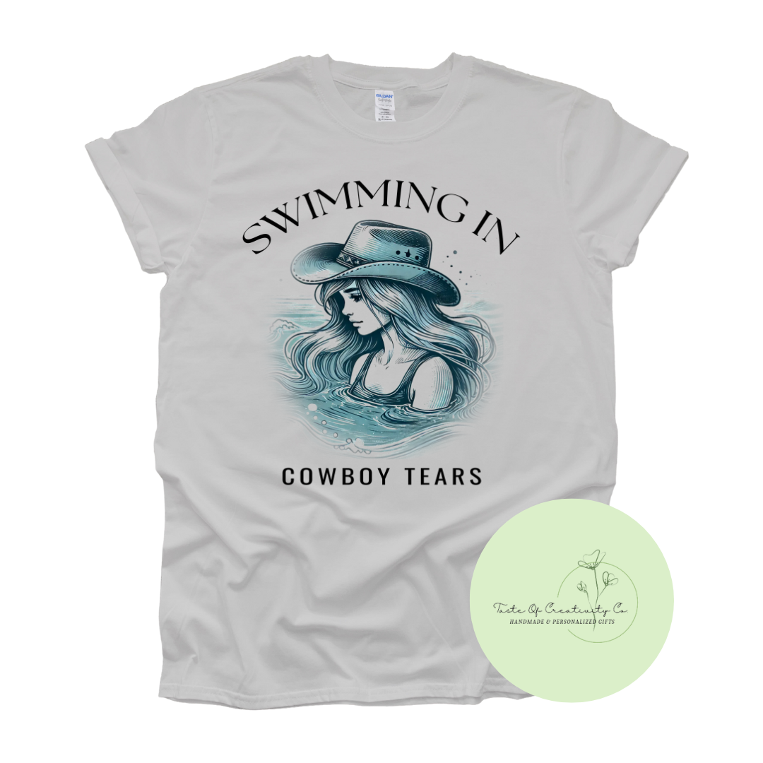 "Swimming In Cowboy Tears" T-Shirt, Western T-Shirt, Country Apparel, Coastal Cowgirl Collection, Disco Cowgirl Collection