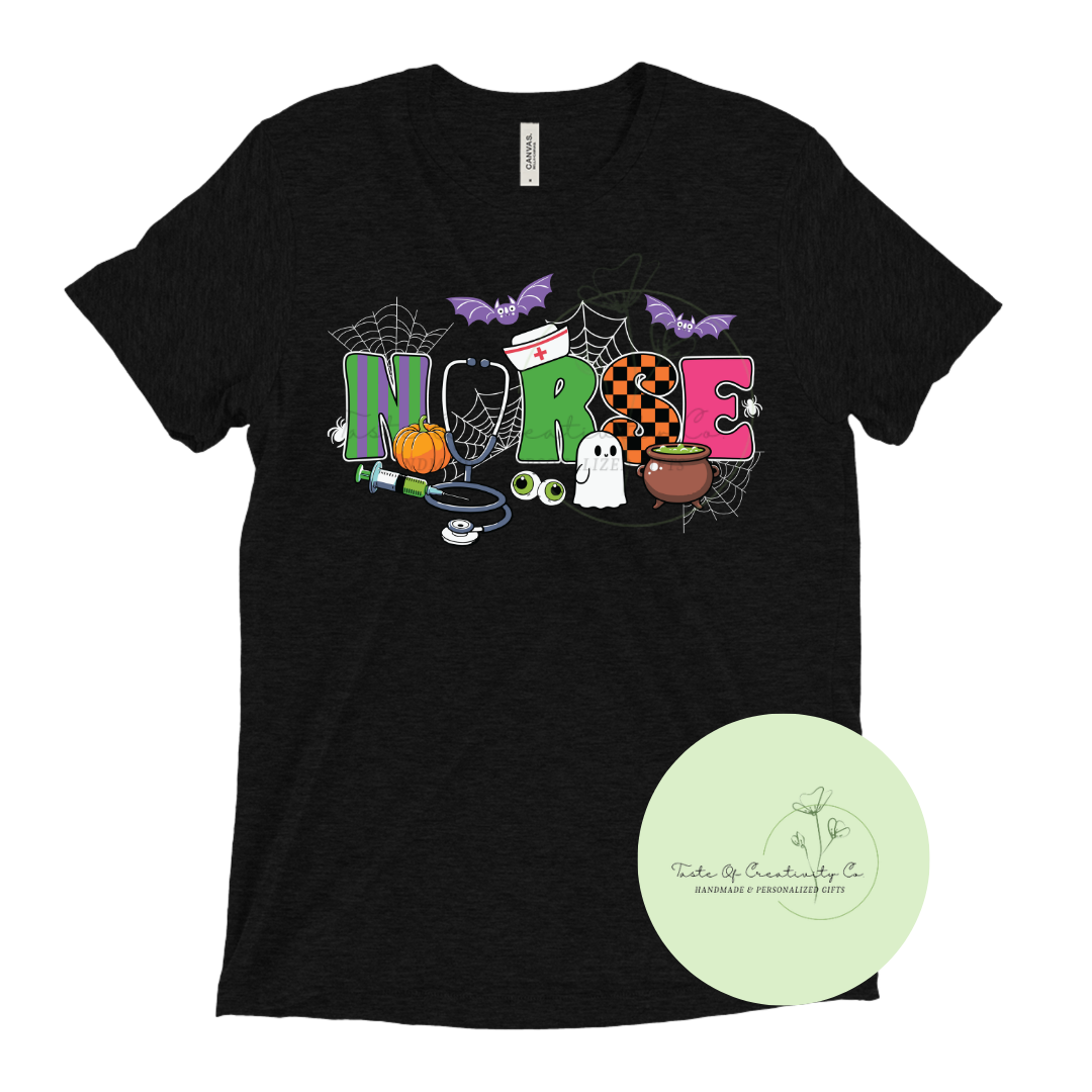 Halloween Neon Nurse T-Shirt, Nurse Apparel, Halloween Shirt, Health Care Shirt