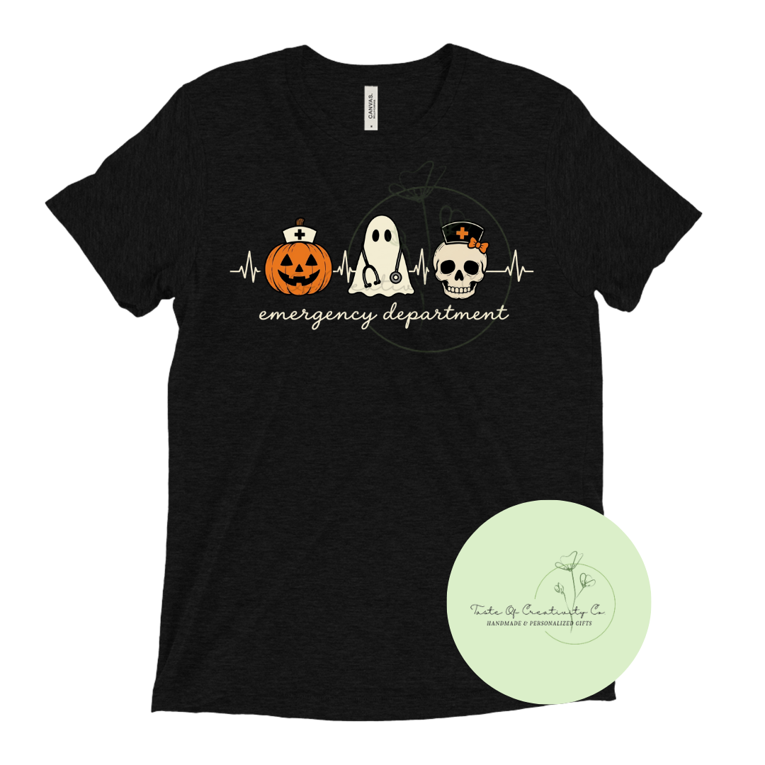 Halloween Emergency Department T-Shirt, Nurse Apparel, Halloween Shirt, Health Care Shirt