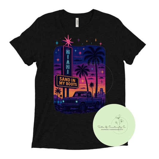 MIAMI Sand In My Boots T-Shirt, Western T-Shirt, Country Apparel, Disco Cowgirl Collection