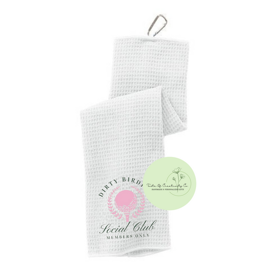 Dirty Birdies Social Club Golf Towel With Carabiner, Golf Cart Accessory for Women, Gift for Golfer, Funny Golf Gift, Girl Golfer Gift