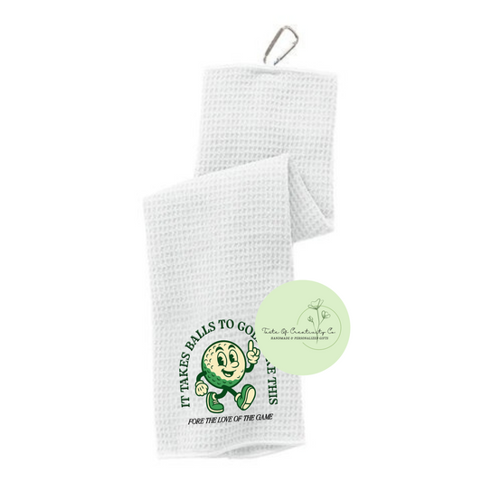 It Takes Balls To Golf Like This Golf Towel With Carabiner, Golf Cart Accessory for Men, Gift for Golfer, Funny Golf Gift