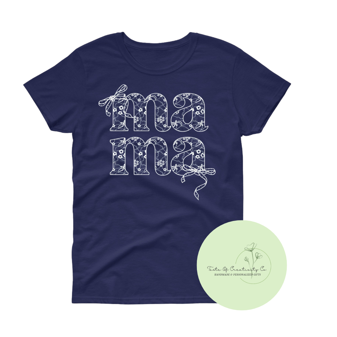 "Mama" Lace and Bows T-Shirt, Apparel for Mom,  Mother's Day Gift, Gift for Her