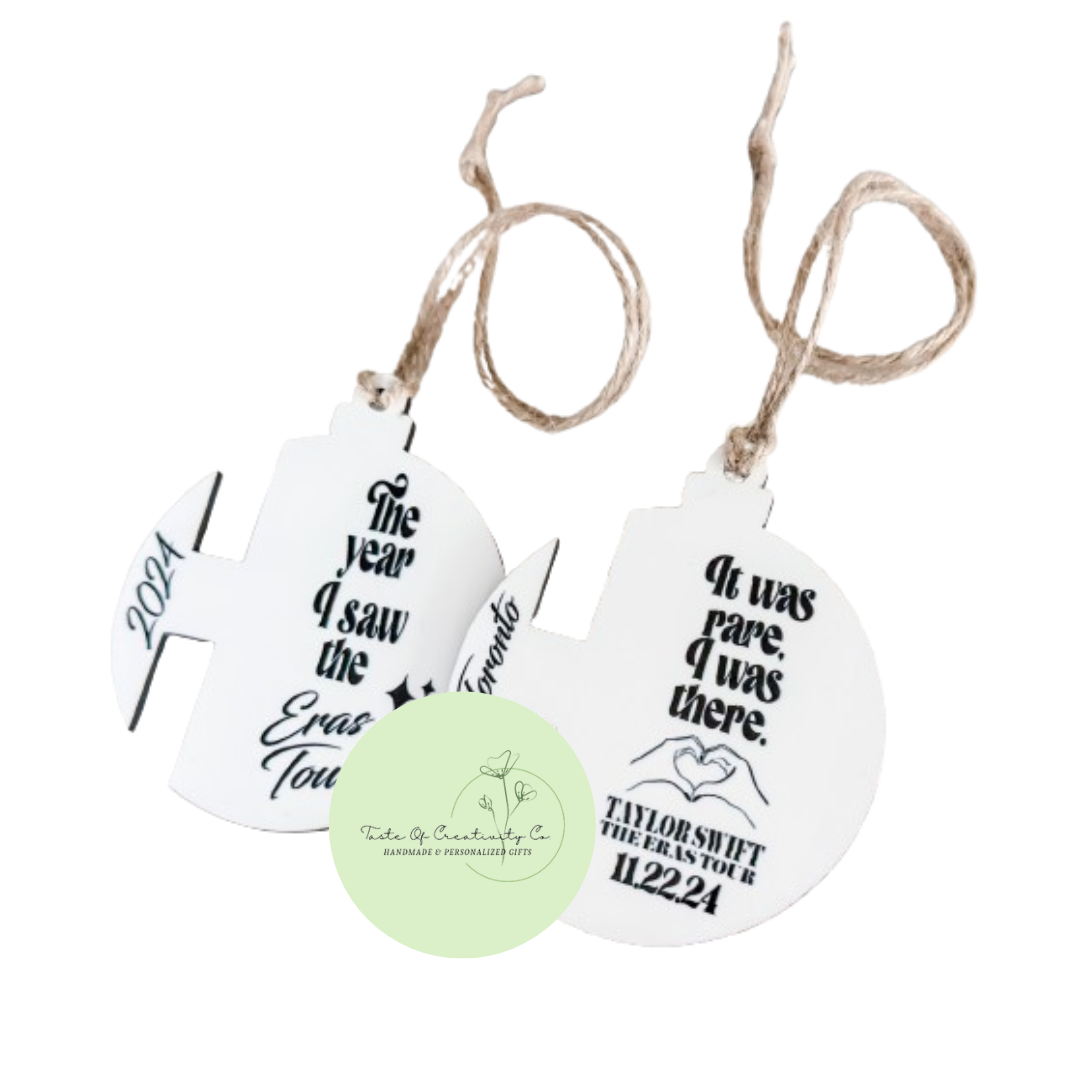 "2024 - The Year I Saw The Eras Tour" Friendship Bracelet Sublimated Ornament, Swiftie Gift, ERAS Tour Gift, Christmas Tree Ornament