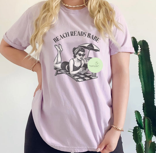 Beach Reads Babe T-Shirt, Oversized Relaxed Fit Tee, Summer Bookish Tee