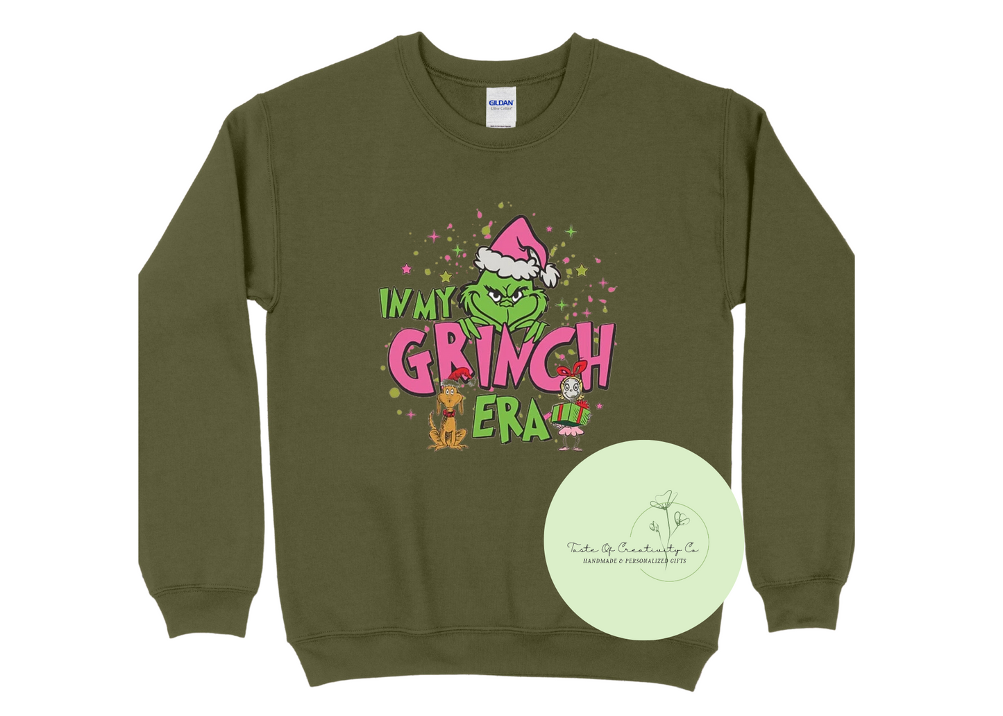 In My Grinch Era Crewneck Sweater, Christmas '23 Collection, Christmas Apparel