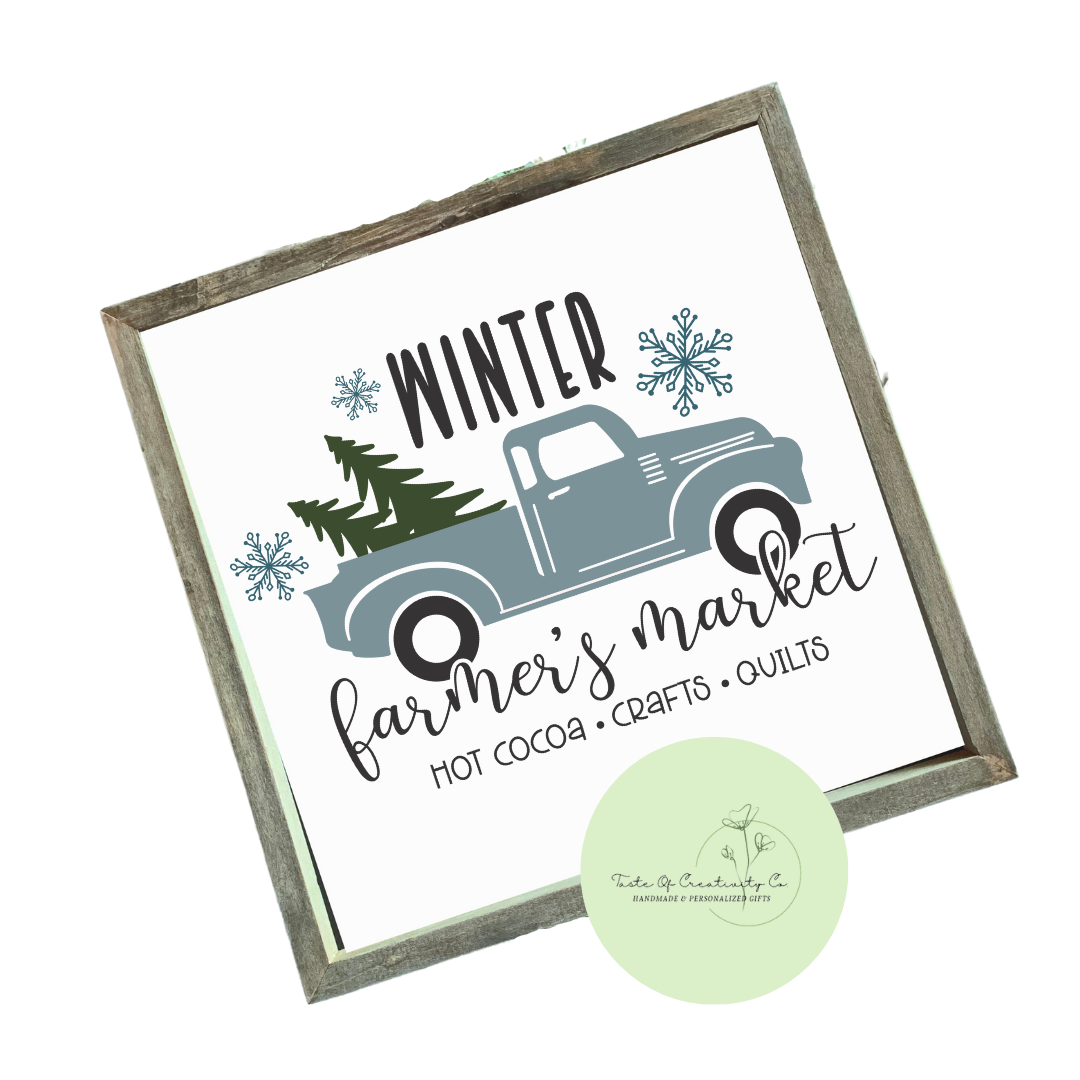 Winter Farmer's Market Farmhouse Sign, Christmas Decor, Winter Decor