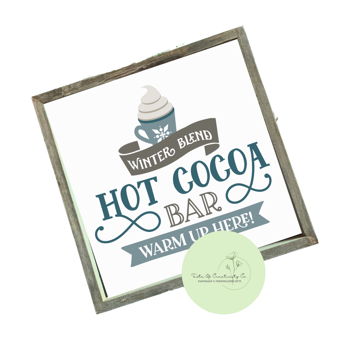 Hot Cocoa Bar Farmhouse Sign, Christmas Decor, Winter Decor