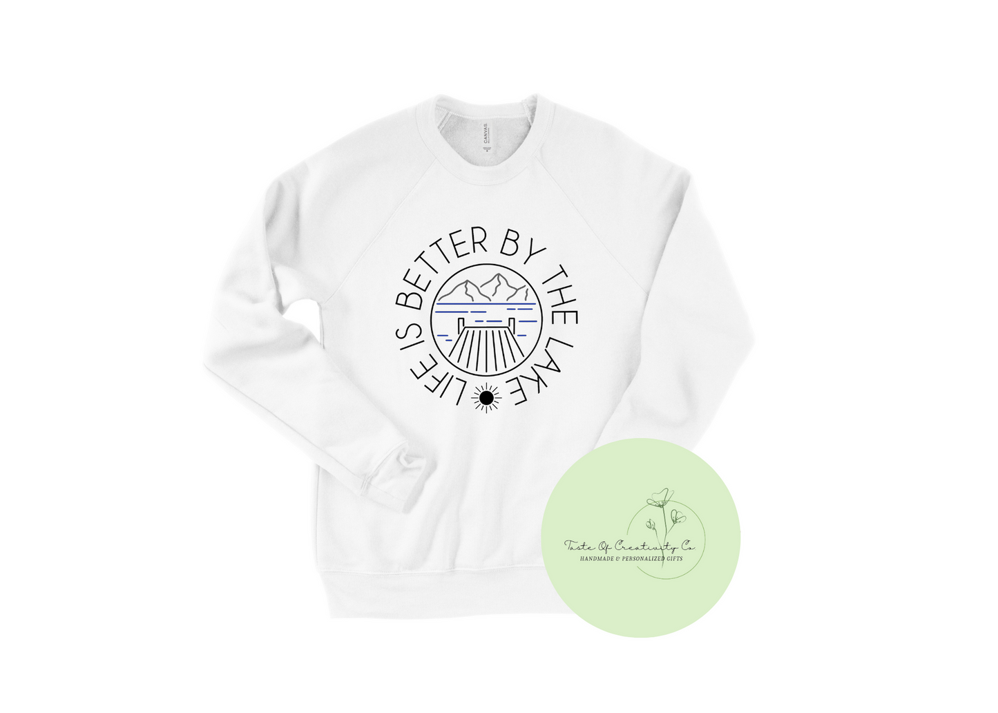 "Life Is Better By The Lake" Crewneck Sweater, Spring Break '23 Collection, Travel Apparel