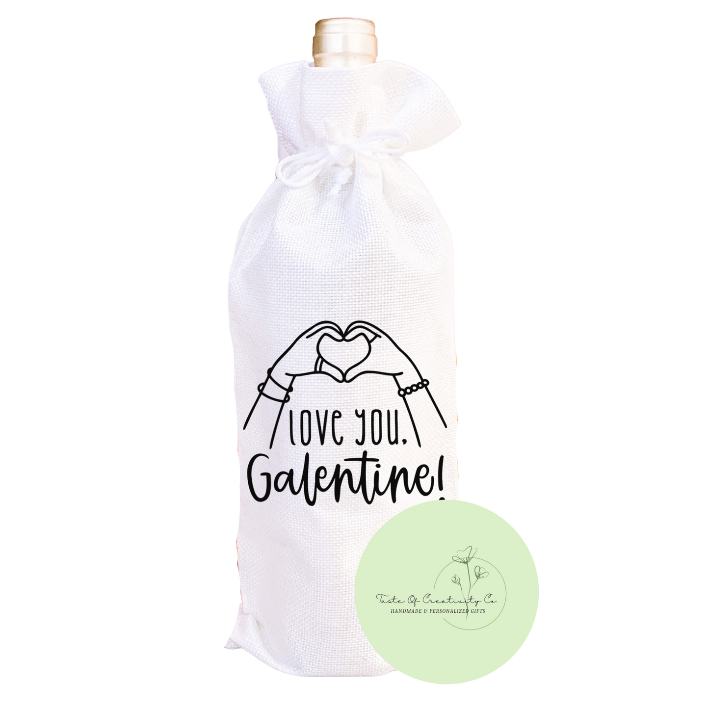 Love You, Galentine Wine Bag, Eco Friendly Gift Bag, Reusable Wine Bag