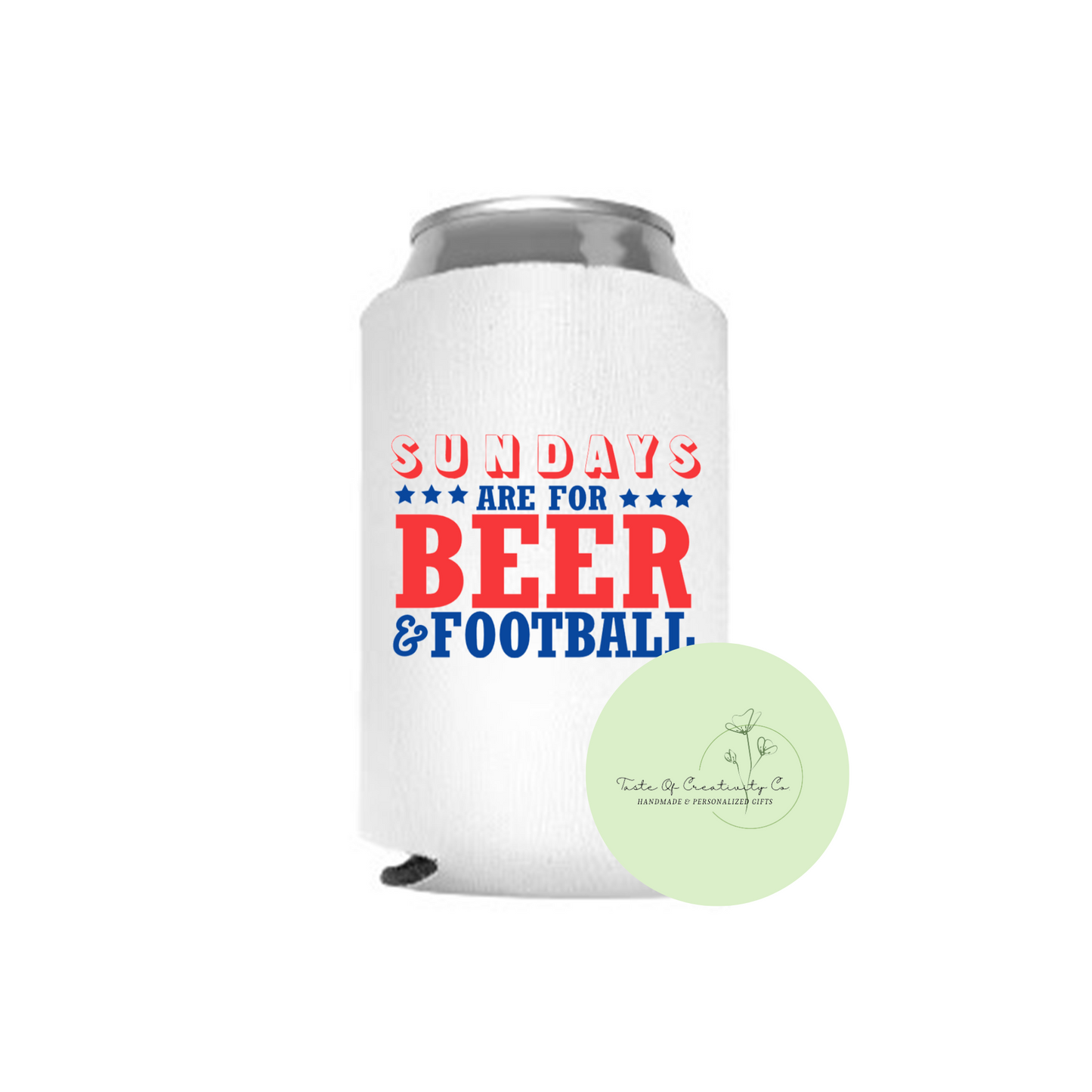 Sundays Are For Beer and Football Can Cozie, Drinkware, Gift for Him