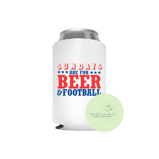 Sundays Are For Beer and Football Can Cozie, Drinkware, Gift for Him