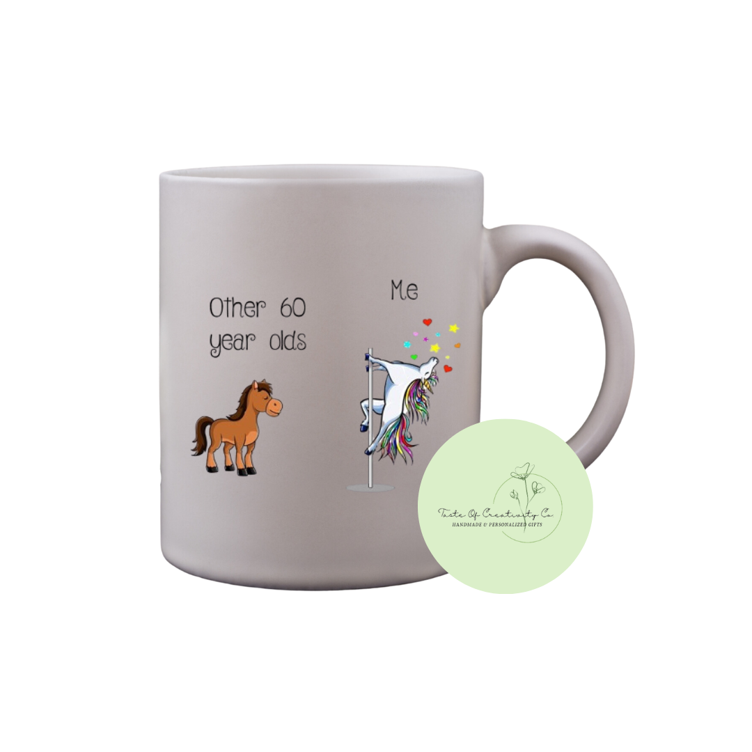 Other 60 Year Olds vs. Me Coffee Mug, Dishwasher Safe, Funny Gift for Grandparent