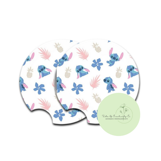 Stitch Cutie Car Coaster Set, Car Accessory, Gift for Her, Cartoon Character