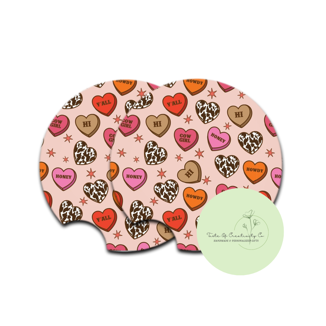 "Western Sweethearts" Coaster Set, Car Accessory, Gift for Her, Disco Cowgirl Collection