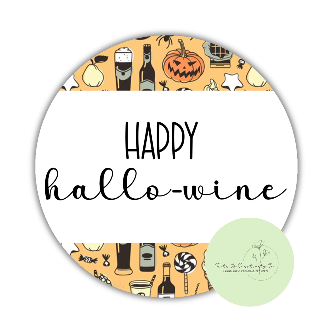 Happy Hallo-Wine Round Coaster, Halloween Drinkware, Fall 2023 Collection