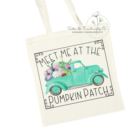 "Meet Me At The Pumpkin Patch" Tote Bag, Eco Friendly Bag, Reusable Shopping Bag